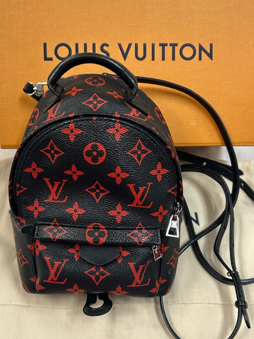Louis Vuitton Black with Red Monogram Mini Backpack